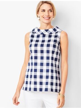 Talbots Audrey Shell blue and white gingham size 6P
